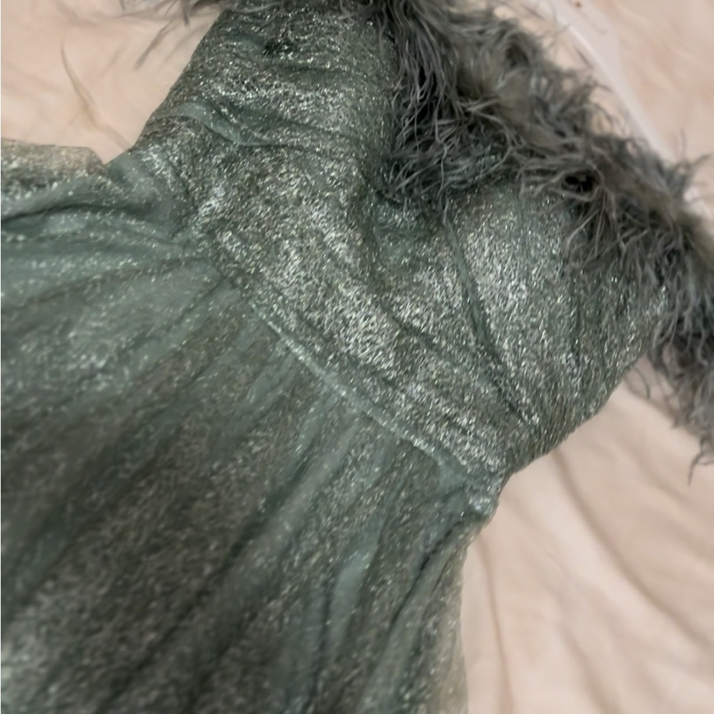 Chic Green Feathered Gown